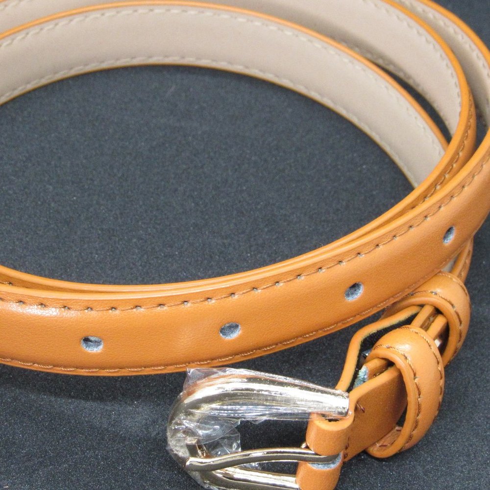 Thin Golden Brown Genuine Leather Belt